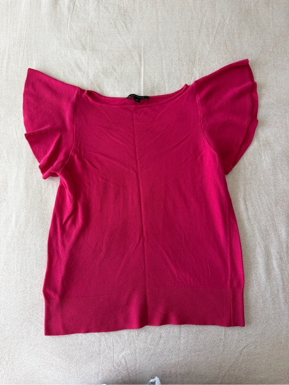 Ann Taylor Fuchsia Flutter Sleeve Short-Sleeve Top